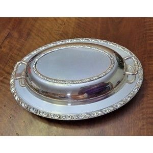 Oneida Ltd. Briarcliff Silver Plate Oval Serving Dish with Lid Vintage